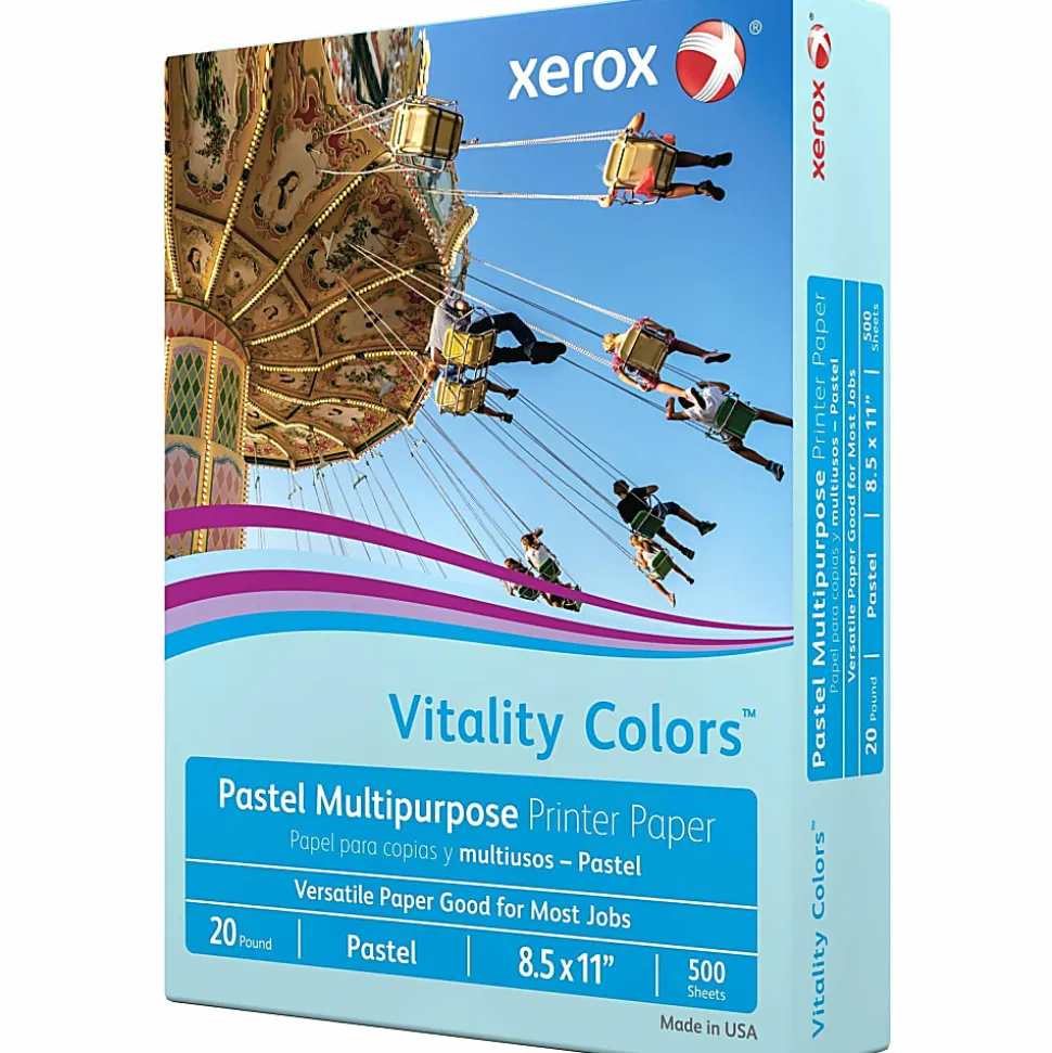 Xerox® Vitality Colors™ Pastel Multi-Use Printer & Copy Paper, 10 Reams, Gray, Letter (8.5" x 11"), 5000 Sheets Per Case, 20 Lb, 30% Recycled