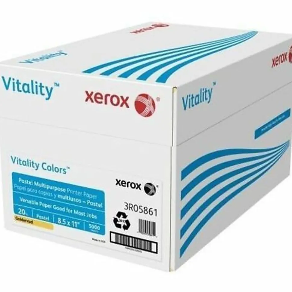 Xerox® Vitality Colors™ Pastel Multi-Use Printer & Copy Paper, 10 Reams, Goldenrod, Letter (8.5" x 11"), 5000 Sheets Per Case, 20 Lb, 30% Recycled