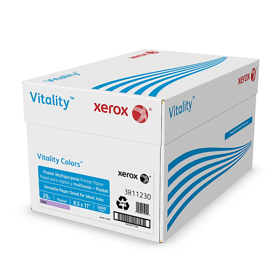 Xerox® Vitality Colors™ Pastel Multi-Use Printer & Copy Paper, 10 Reams, Lilac, Letter (8.5" x 11"), 5000 Sheets Per Case, 20 Lb, 30% Recycled