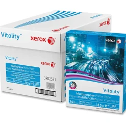 Xerox® Vitality™ Multi-Use Printer & Copy Paper, 10 Reams, White, Letter (8.5" x 11"), 5000 Sheets Per Case, 24 Lb, 92 Brightness,  FSC® Certified