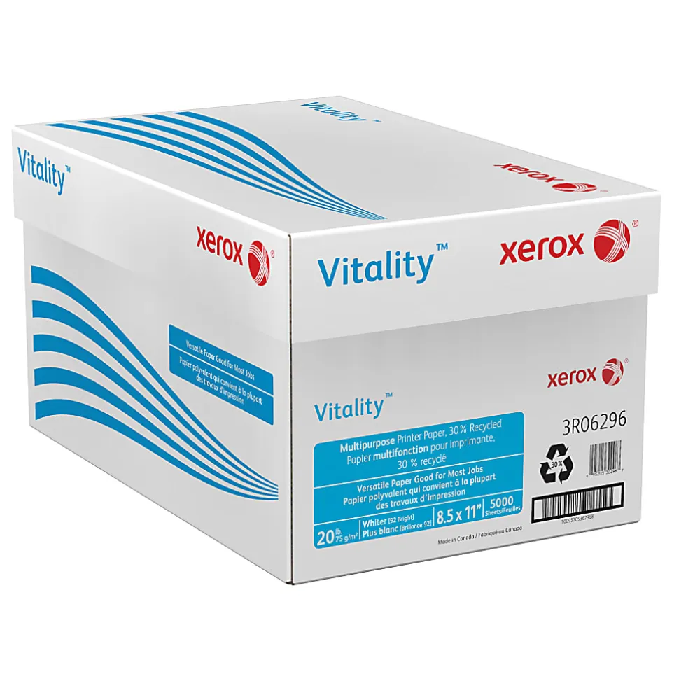 Xerox® Vitality™ Multi-Use Printer & Copy Paper, 10 Reams, White, Letter Size, 5000 Sheets Per Case- 3R06296