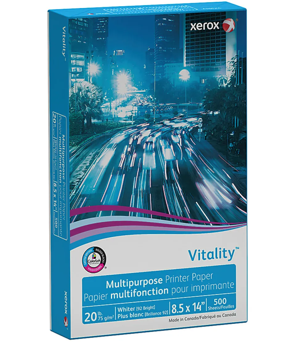 Xerox® Vitality™ Multi-Use Printer & Copy Paper, 1 Ream, White, Legal (8.5" x 14"), 500 Sheets Per Ream, 20 Lb, 92 Brightness, FSC® Certified