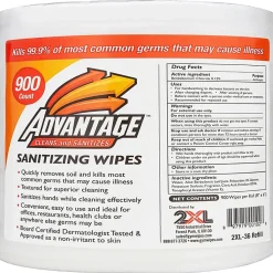 2XL GymWipes® Advantage All Surface One-Step Cleaner Refills, 8" x 9", 900 Wipes Per Roll, Carton Of 4