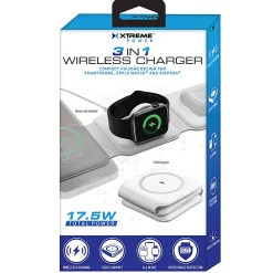 XtremeMac 3-in-1 Foldable Wireless Charger, White