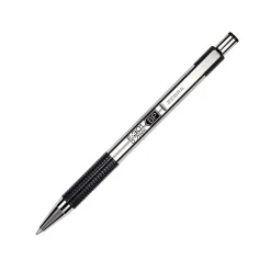 Zebra® Pen BCA F-301 Ballpoint Pens, Pack Of 2, Fine Point, 0.7 mm, Silver Barrel, Black Ink