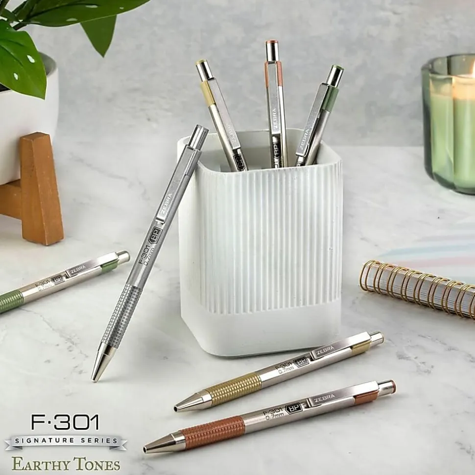Zebra Pen F-301 EarthyTones Retractable Ballpoint Pens, 27304