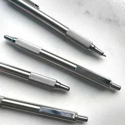 Zebra® Pen F-701 Stainless Steel Retractable Ballpoint Pen, Fine Point, 0.7 mm, Silver Barrel, Black Ink