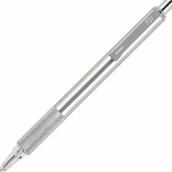 Zebra® Pen F-701 Stainless Steel Retractable Ballpoint Pen, Fine Point, 0.7 mm, Silver Barrel, Black Ink