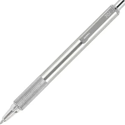 Zebra® Pen F-701 Stainless Steel Retractable Ballpoint Pen, Fine Point, 0.7 mm, Silver Barrel, Black Ink