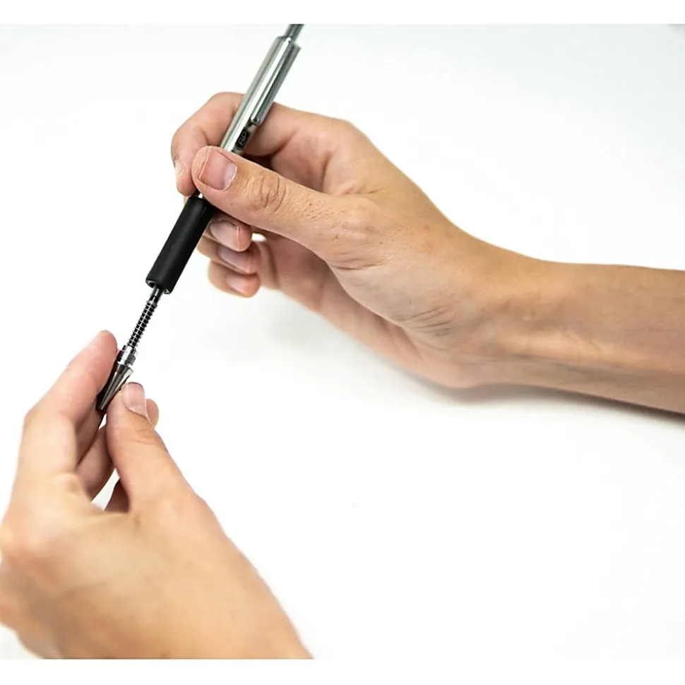 Zebra® Pen F-402 Stainless Steel Retractable Ballpoint Pens, Pack Of 2, Fine Point, 0.7 mm, Silver Barrel, Black Ink
