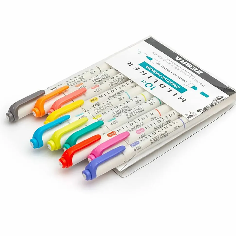 Zebra Pen Mildliner Double Ended Highlighter - Fine, Bold Marker Point - Bullet, Chisel Marker Point Style - 10 / Pack