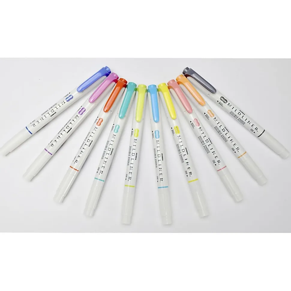 Zebra Pen Mildliner Double Ended Highlighter - Fine, Bold Marker Point - Bullet, Chisel Marker Point Style - 10 / Pack