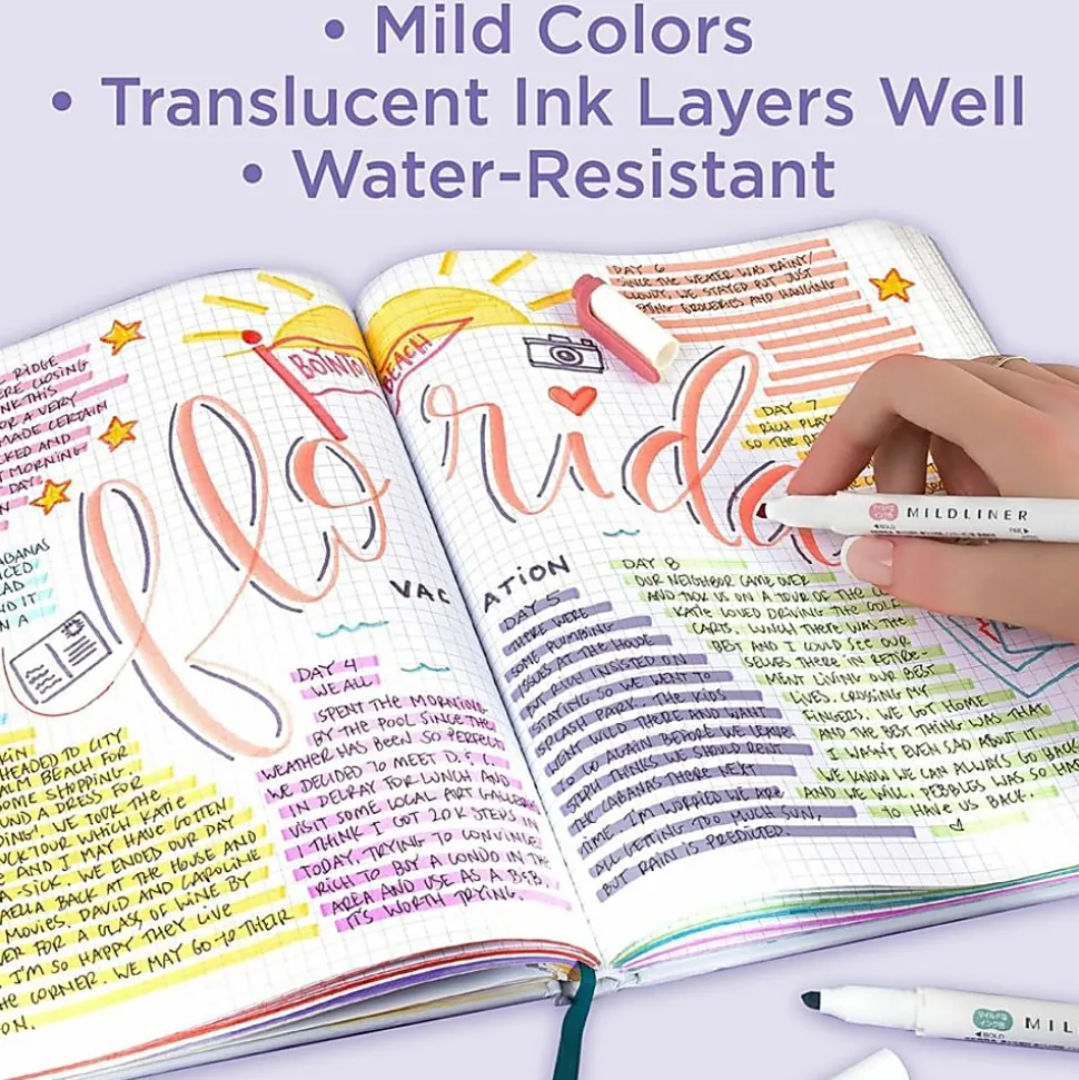 Zebra® Pen MILDLINER™ Double-Ended Creative Markers, Pack Of 8, Chisel/Fine Point, Assorted Neutral Colors