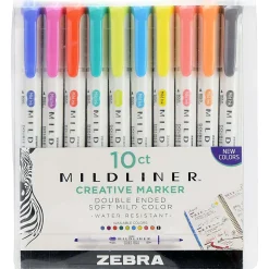 Zebra Pen Mildliner Double-ended Assorted Highlighter Set - Fine Marker Point - Chisel, Bullet Marker Point Style - 10/Set - 78101