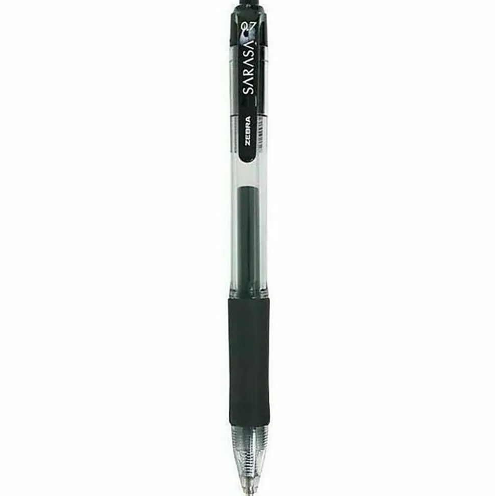 Zebra® Pen SARASA® Retractable Gel Pens, Pack Of 12, Bold Point, 1.0 mm, Clear Barrel, Black Ink