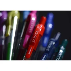 Zebra® Pen SARASA® Retractable Gel Pens, Pack Of 12, Medium Point, 0.7 mm, Clear Barrel, Black Ink