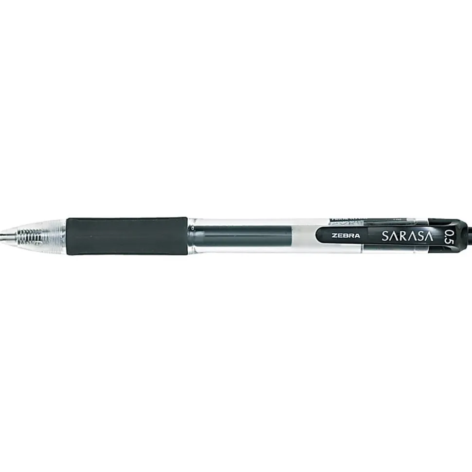 Zebra® Pen SARASA® X20 Retractable Gel Pens, Pack Of 12, Fine Point, 0.5 mm, Translucent Barrel, Black Ink
