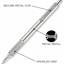 Zebra Pen STEEL 7 Series F-701 Retractable Ballpoint Pen - 0.7 mm Pen Point Size - Refillable - Retractable - Black - Stainless Steel Barrel - 6 / Box