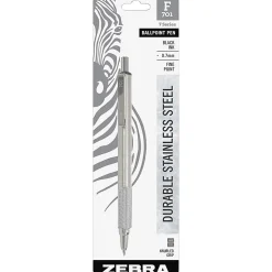 Zebra Pen STEEL 7 Series F-701 Retractable Ballpoint Pen - 0.7 mm Pen Point Size - Refillable - Retractable - Black - Stainless Steel Barrel - 6 / Box