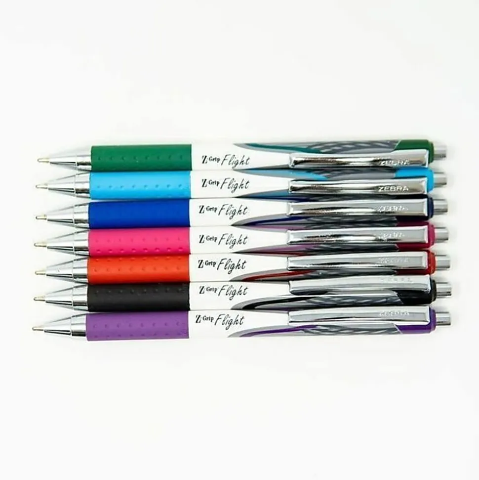 Zebra® Pen Z-Grip® Flight Retractable Pens, Pack Of 12, Bold Point, 1.2 mm, Blue Barrel, Blue Ink