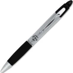 Zebra® Pen Z-Grip® Max Retractable Ballpoint Pens, Pack Of 12, Medium Point, 1.0 mm, Silver Barrel, Black Ink