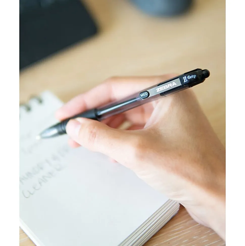 Zebra Pen Z-Grip Retractable Ballpoint Pens - 0.7 mm Pen Point Size - Retractable - Black - 1 Dozen