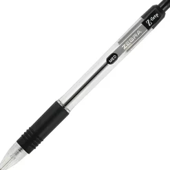 Zebra® Pen Z-Grip® Retractable Ballpoint Pens, Pack Of 48, Medium Point, 1.0 mm, Clear Barrel, Black Ink