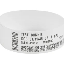 Zebra® Polypropylene Wristband, 1" x 11", White, 300 Per Roll, Case Of 6 Rolls