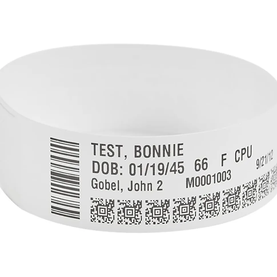 Zebra® Polypropylene Wristband, 1" x 11", White, 300 Per Roll, Case Of 6 Rolls