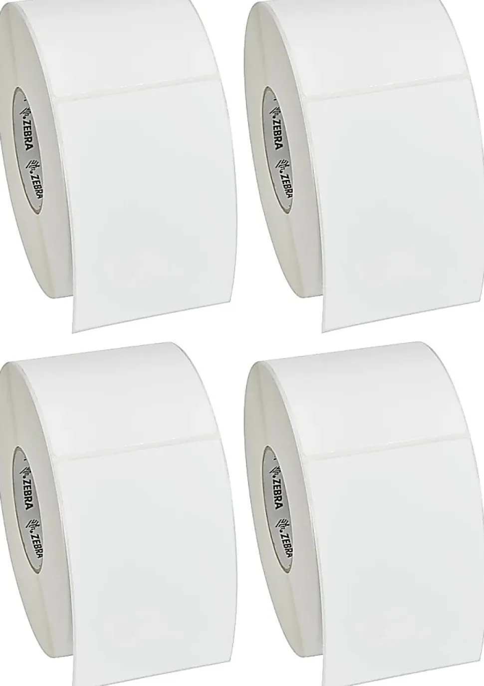 Zebra Thermal Transfer Label Paper, F58790, Rectangle, 4" x 6", White, 1,000 Labels Per Roll, Pack Of 4 Rolls