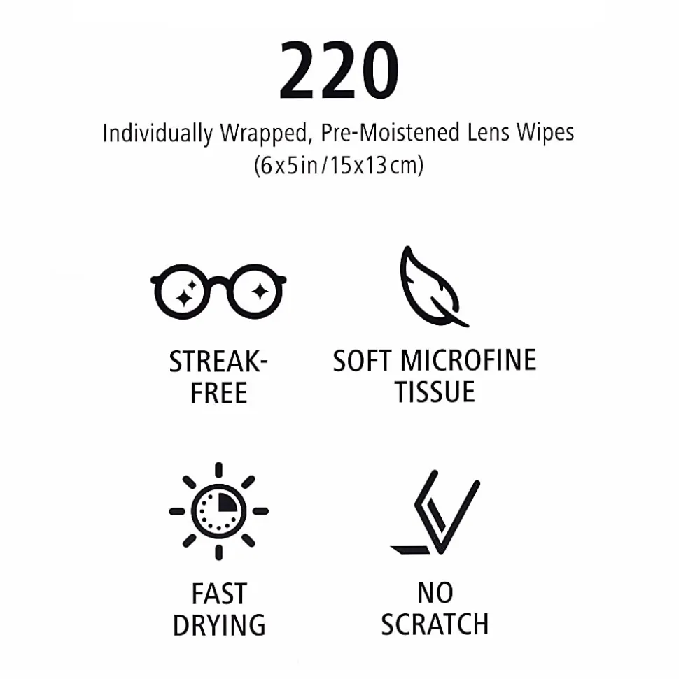 Zeiss Lens Wipes, 2", White, Pack Of 220 Wipes
