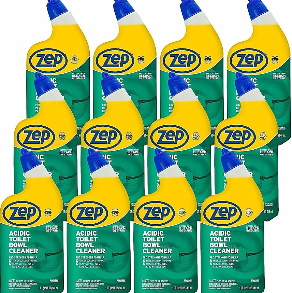 Zep Acidic Toilet Bowl Cleaner - 32 fl oz (1 quart) - Wintergreen Scent - White - 12 / Carton
