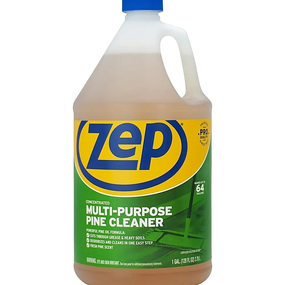 Zep Multipurpose Pine Cleaner - For Multipurpose - Concentrate - 128 fl oz (4 quart) - Pine Scent - Disinfectant, Deodorize - Brown Bottle - 4/Carton